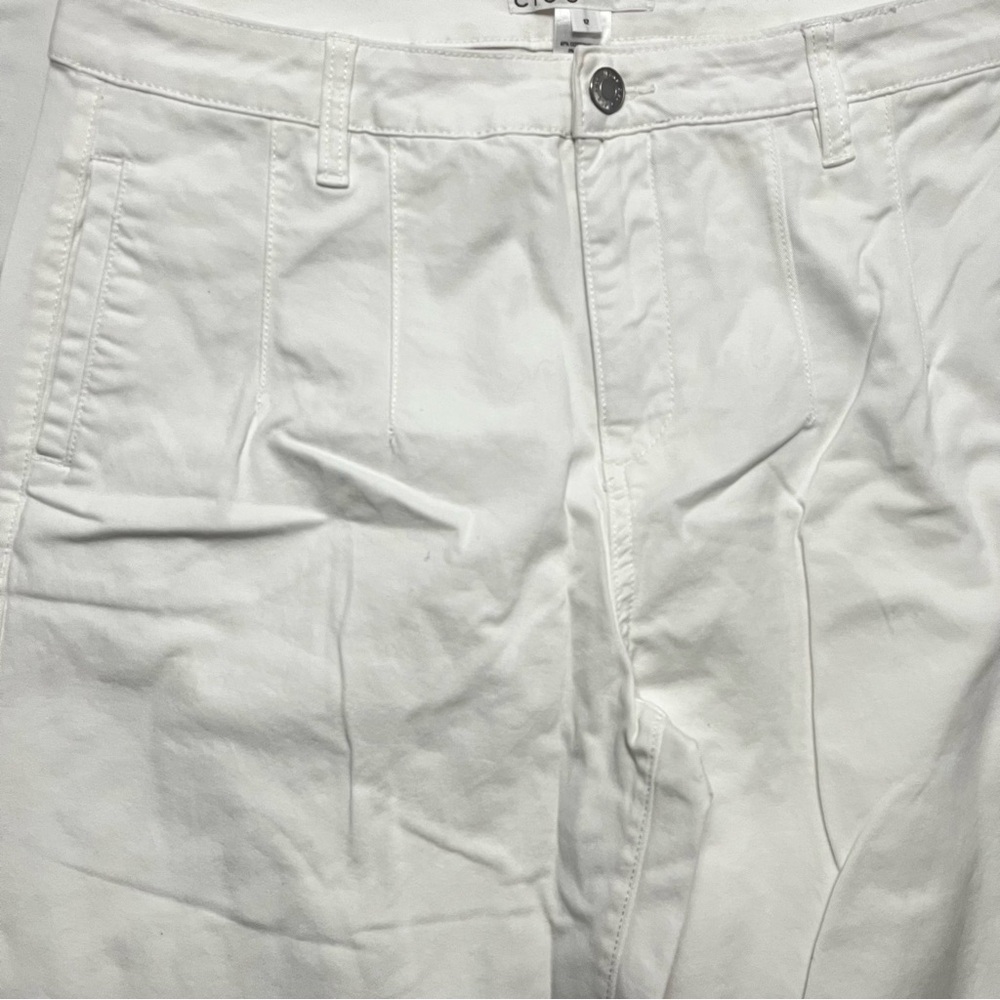 Cleo White Wide Leg Trouser Pants | Size 12 | High Rise Stretch Cotton - Picture 7 of 10